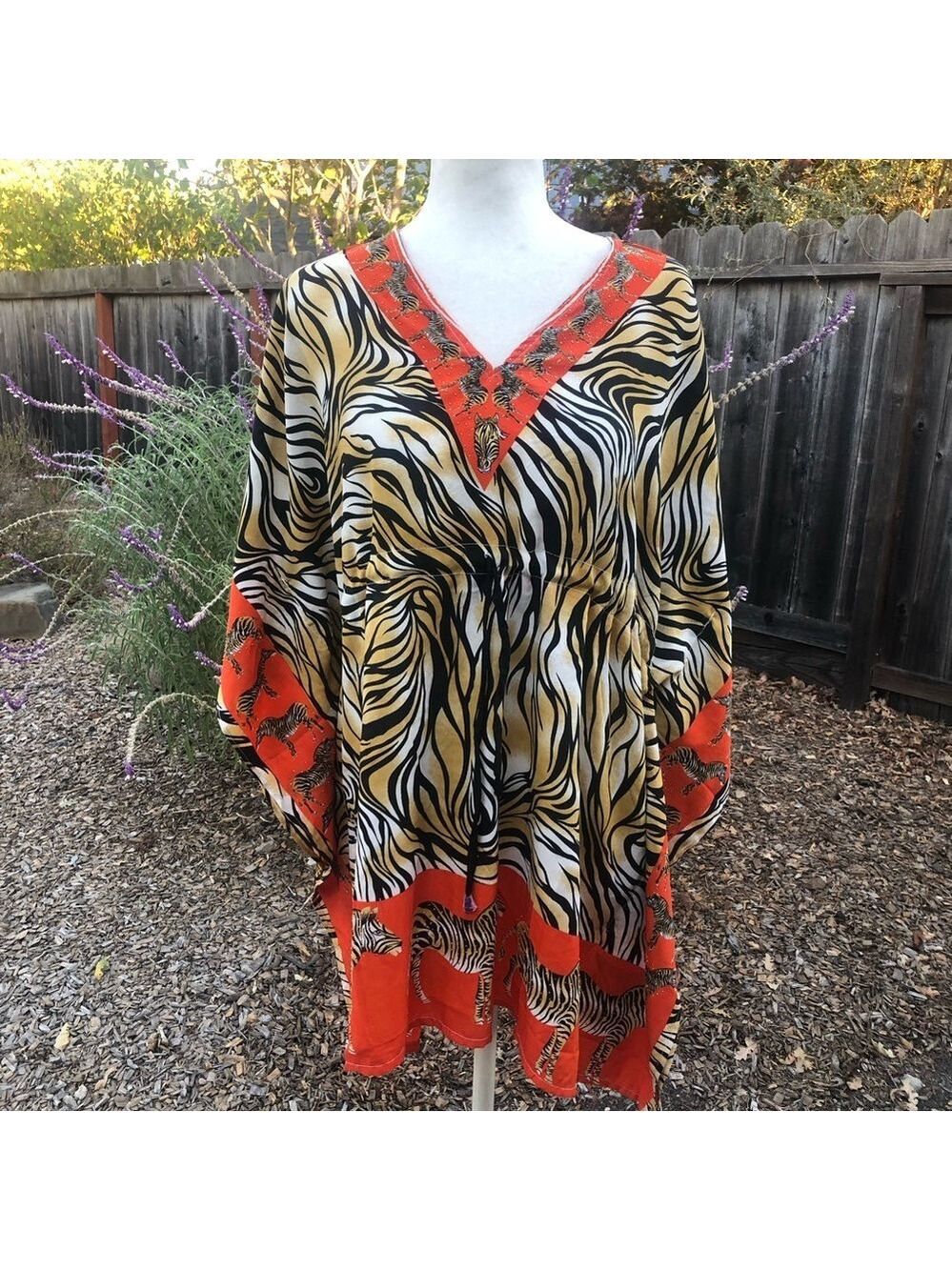 Piel Animal Print Tunic with Sequins and Zebras - One Size